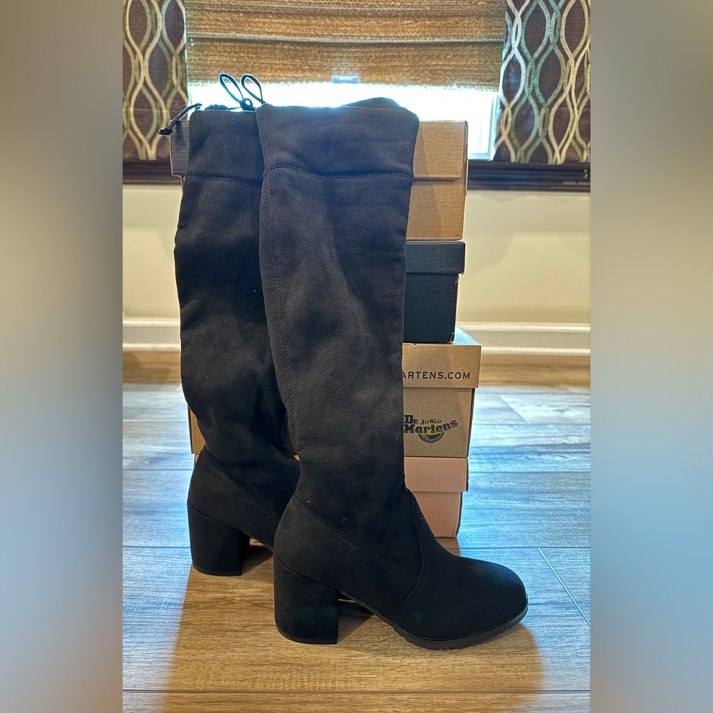 Black Suede Women's Thigh High Boots